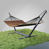 Стійка для гамака + Гамак з планкою двомісний WISH коричневий  XXL 200х150 WCG