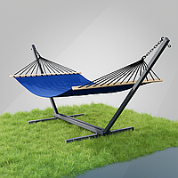Стійка для гамака + Гамак з планкою двомісний WISH синій XXL 200х150 WCG