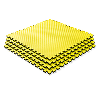 Мат-татамі (Мат-пазл ластівчин хвіст) WCG EVA 100х100х2 cm Жовто-чорний