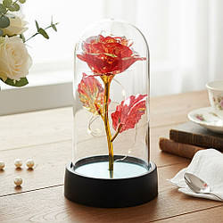 Троянда в колбі з LED підсвічуванням, на батарейках, 15х8.5см, Червоний / Вічна троянда / Квітка в колбі