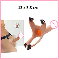 Страпон насадка на член з кільцем для мошонки 13х3.8 см, Пустотілий страпон фалоімітатор для сексу, Інтимні іграшки