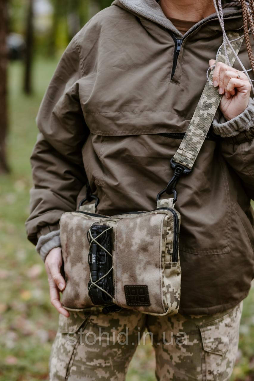 Тактична сумка кросбоді з великою панеллю для патчів Стохід Піксель, фото 1