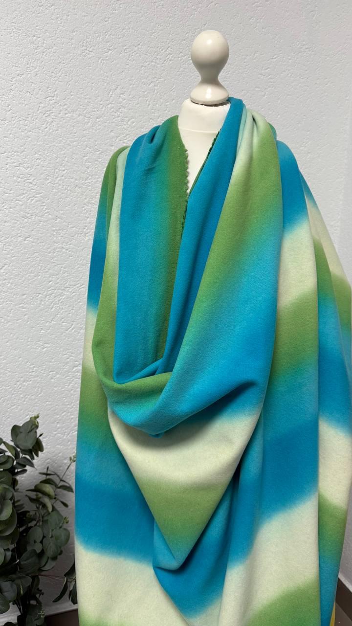 Пальтово-костюмна вовна, блакитний/салат, фото 1