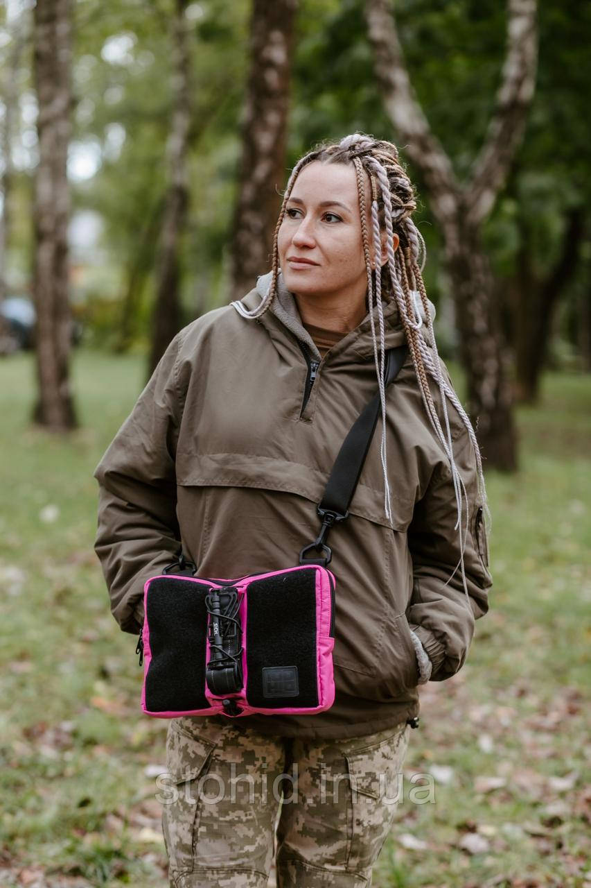 Рожева сумка через плече, тактична сумка кросбоді з великою панеллю для патчів Стохід, фото 1