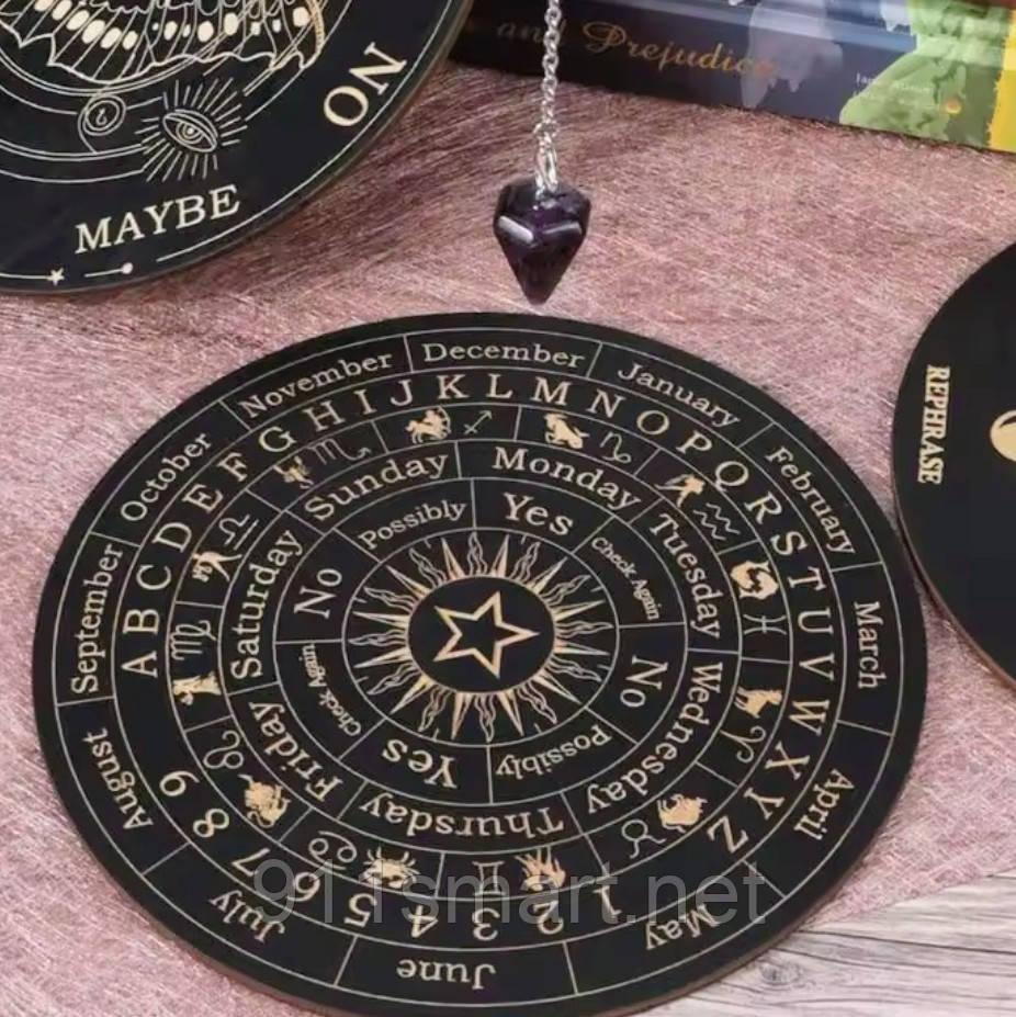 Набір для ворожіння. Дерев'яна маятникова дошка та маятник.