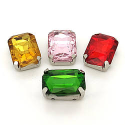 Стрази у цапах пришивні Прямокутник 10х14 мм 10 шт. Різні кольори