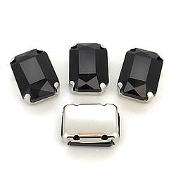 Стрази у цапах пришивні Прямокутник 10х14 мм 10 шт. Чорний