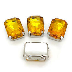 Стрази у цапах пришивні Прямокутник 6х8 мм 10 шт. Жовтий