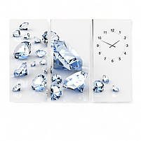 Картина-годинник «Діаманти» Cтильний триптих із годинниковим механізмом Cучасний настінний декор у світлих тонах, фото 2