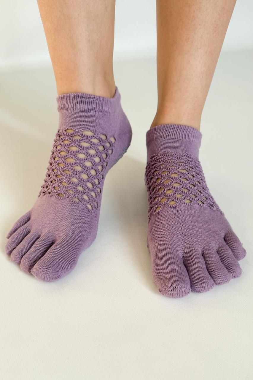 Шкарпетки для йоги з антиковзким покриттям Сітка LSPRn 36-38 бузковий, фото 1