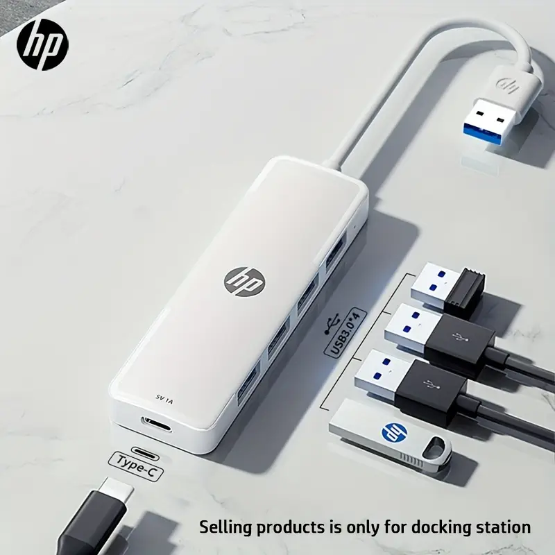 USB-концентратор HP 4 порта, USB 3.0, ABS-концентратор для ноутбука, мультиспліттер, адаптер для Xiaomi білий