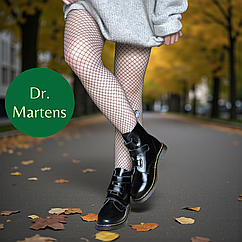 Черевики жіночі Dr Martens Coralia демісезонні натуральна шкіра Мартенси підліткові чорні на липучках прошиті жовтою ниткою