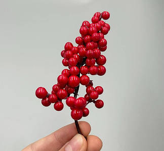 Декоративна гілочка / З ягідками / Поштучно / 11 см / Червоний №2