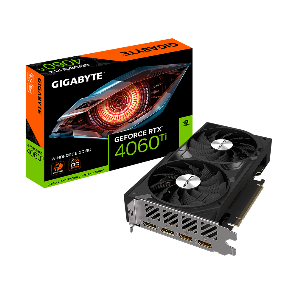 Відеокарта GeForce RTX 4060 Ti 8GB Gigabyte WindForce OC (GV-N406TWF2OC-8GD)