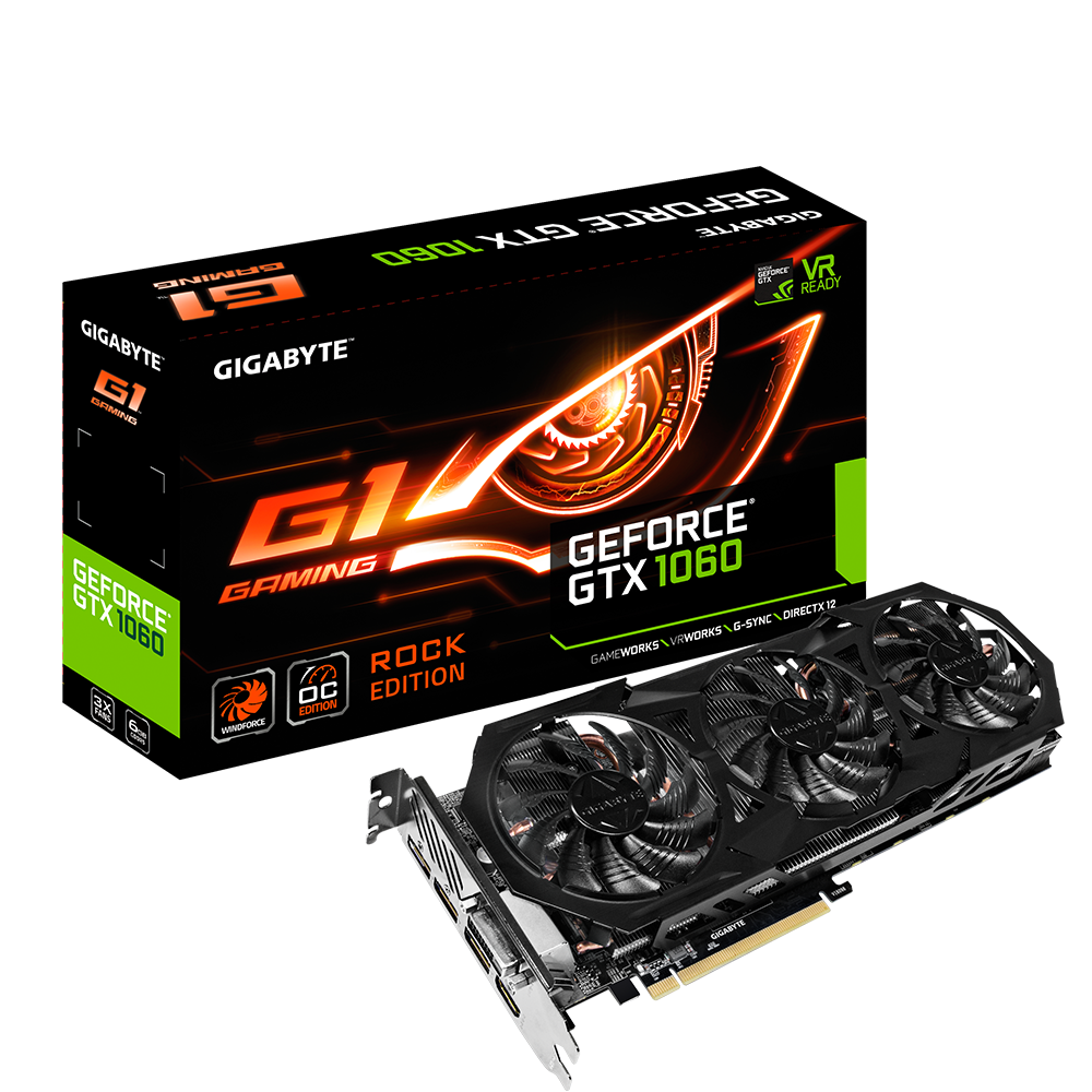 Відеокарта GeForce GTX 1060 6GB Gigabyte G1 Rock (GV-N1060G1 ROCK-6GD) Б/В