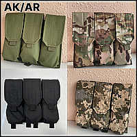 Підсумок потрійний для магазинів АК/AR Олива Піксель Мультикам Чорний подсумок на 3 магазини система MOLLE TST