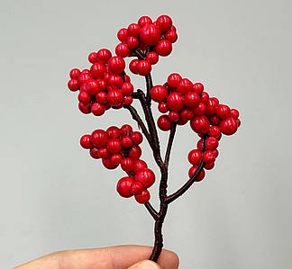 Декоративна гілочка / З ягідками / Поштучно / 11 см / Червоний №4