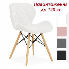 Стілець (крісло) кухонний Bonro B-531 білий велюр, на дерев'яних ніжках, зі спинкою для кухні, вітальні