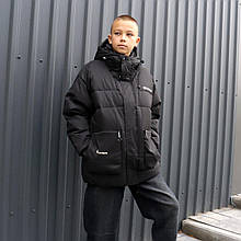 Куртка зимова чорна підліткова для хлопчика з утеплювачем холофайбер TN-KUAICHE