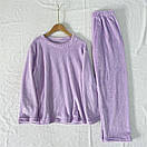 Піжама в рубчик комплект брюки кофта тепла м`яка оверсайз на зріст до 166см фіолетовий, фото 2