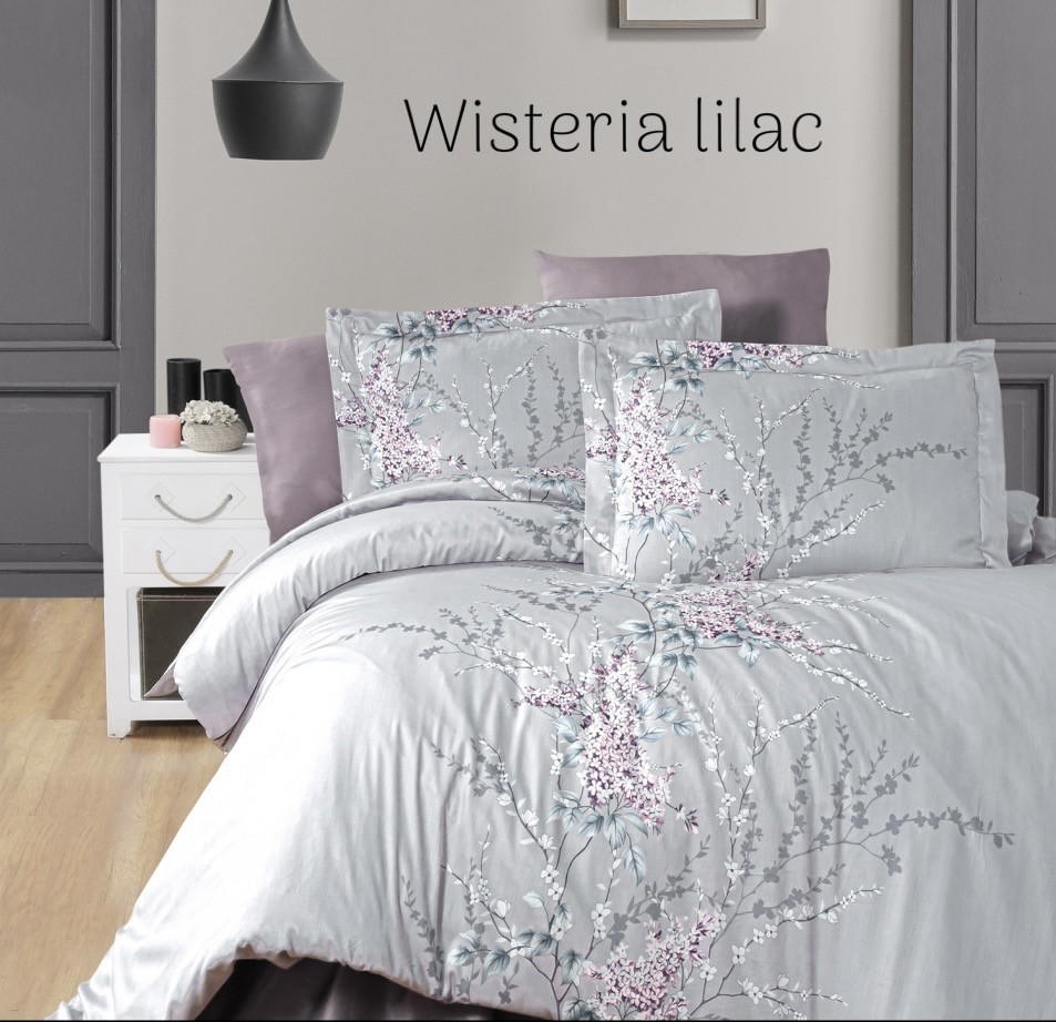 Постільна білизна Issi Home сатин люкс євро розмір Wisteria lilac, фото 1