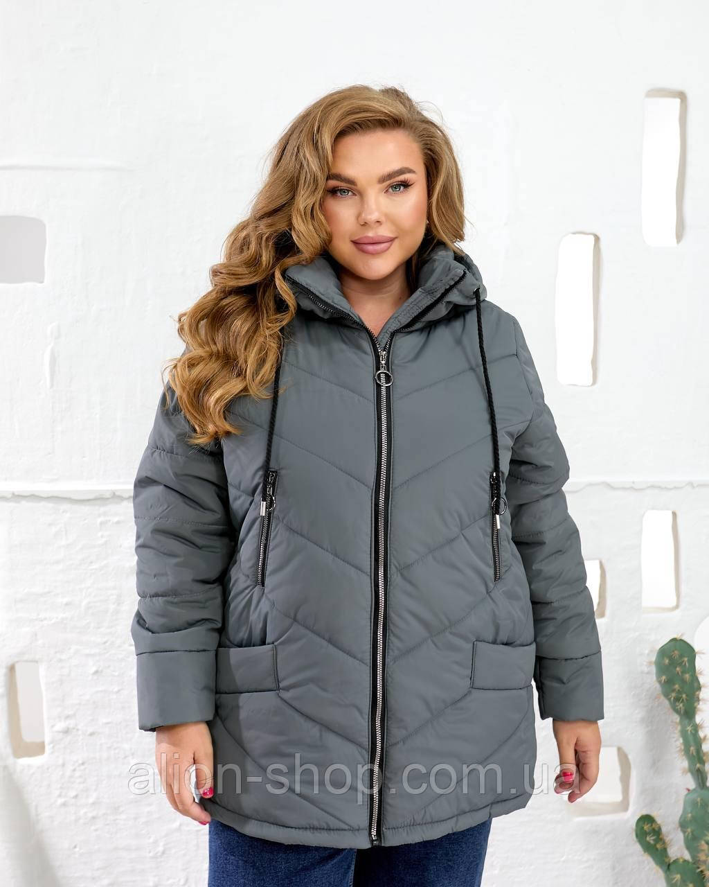 Жіноча зимова куртка великого розміру новинка 2025, фото 1