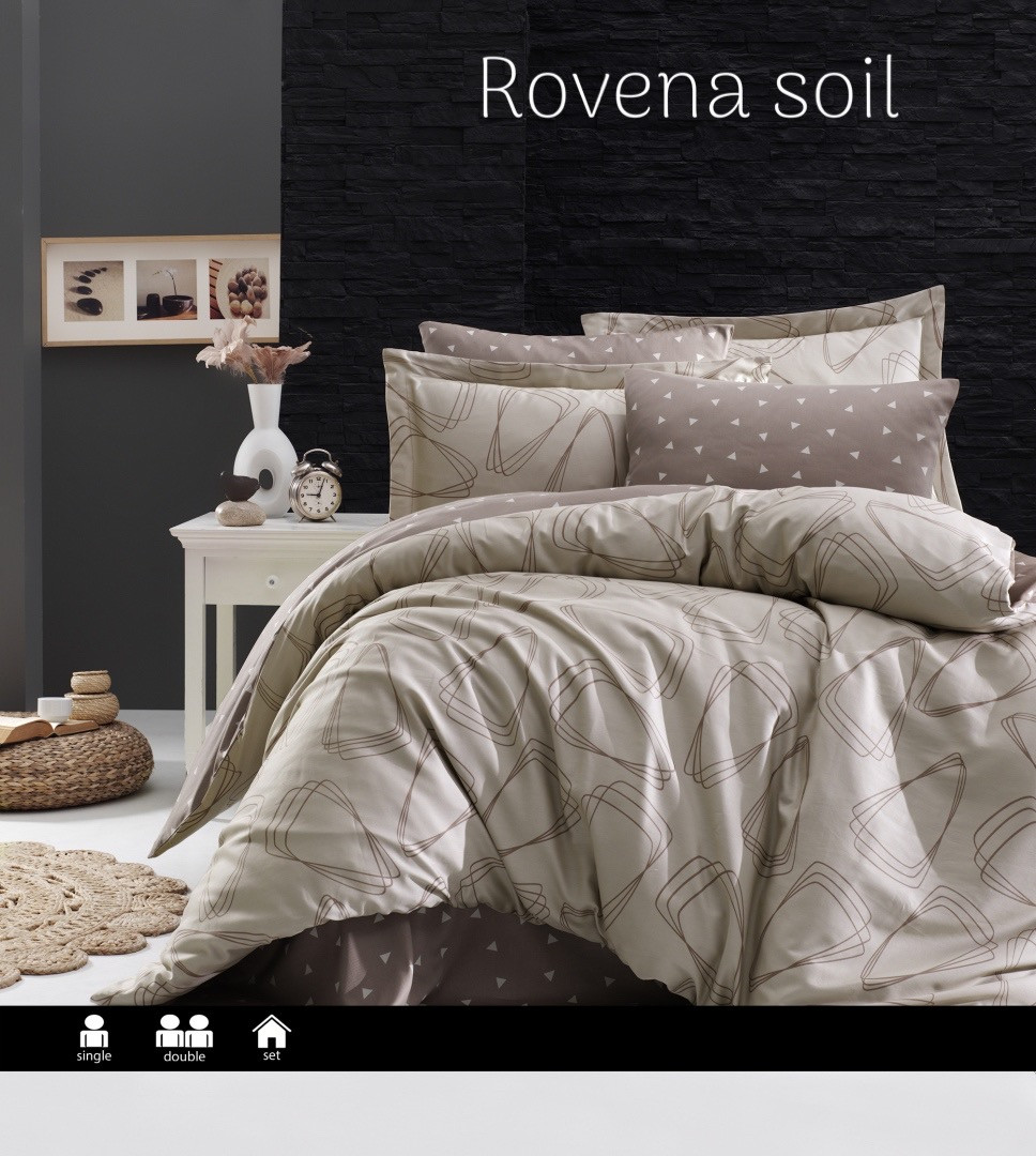 Постільна білизна Issi Home сатин люкс євро розмір Roventa soil, фото 1