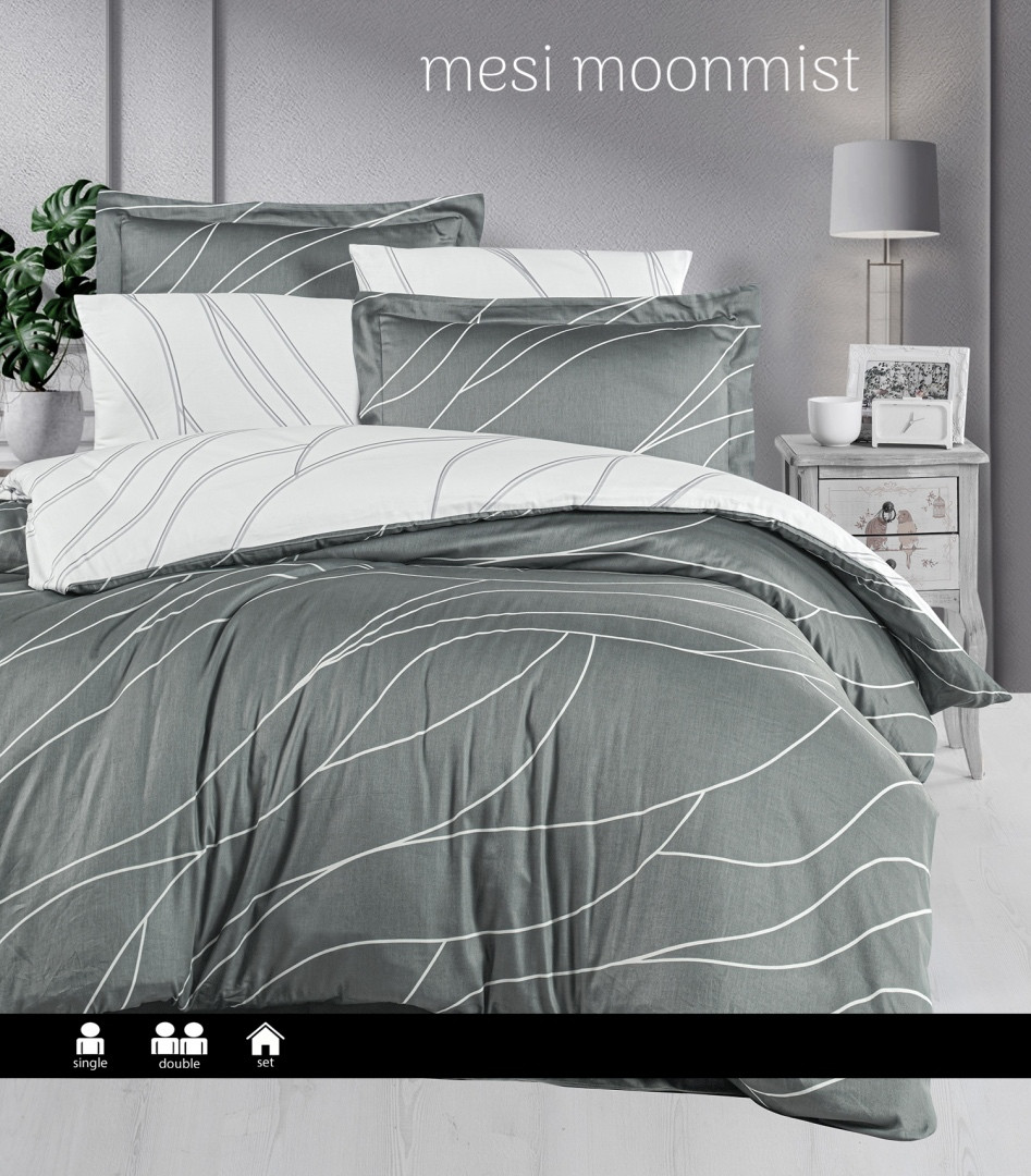 Постільна білизна Issi Home сатин люкс євро розмір Mesi moonmist, фото 1