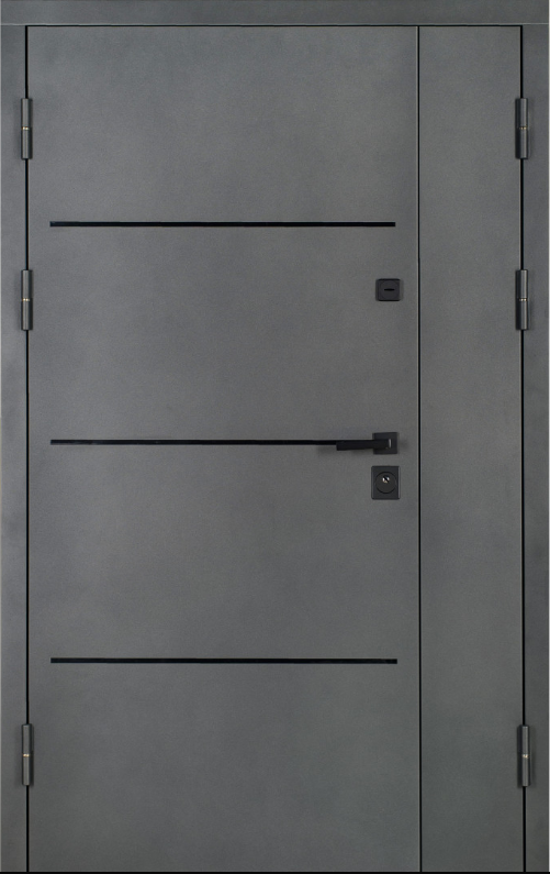 Двері вхідні Артіз ПРЕСТИЖ Ескада 26 RAL 1450 з чорним молдингом / Біле дерево ПВХ 1200х2050 мм