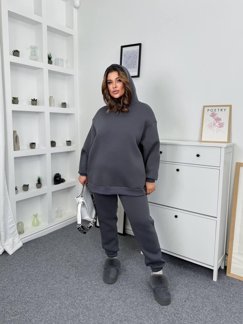 Тепле худі на флісі оверсайз батал великого розміру Розміри: 48-50, 52-54, 56-58, 60-62