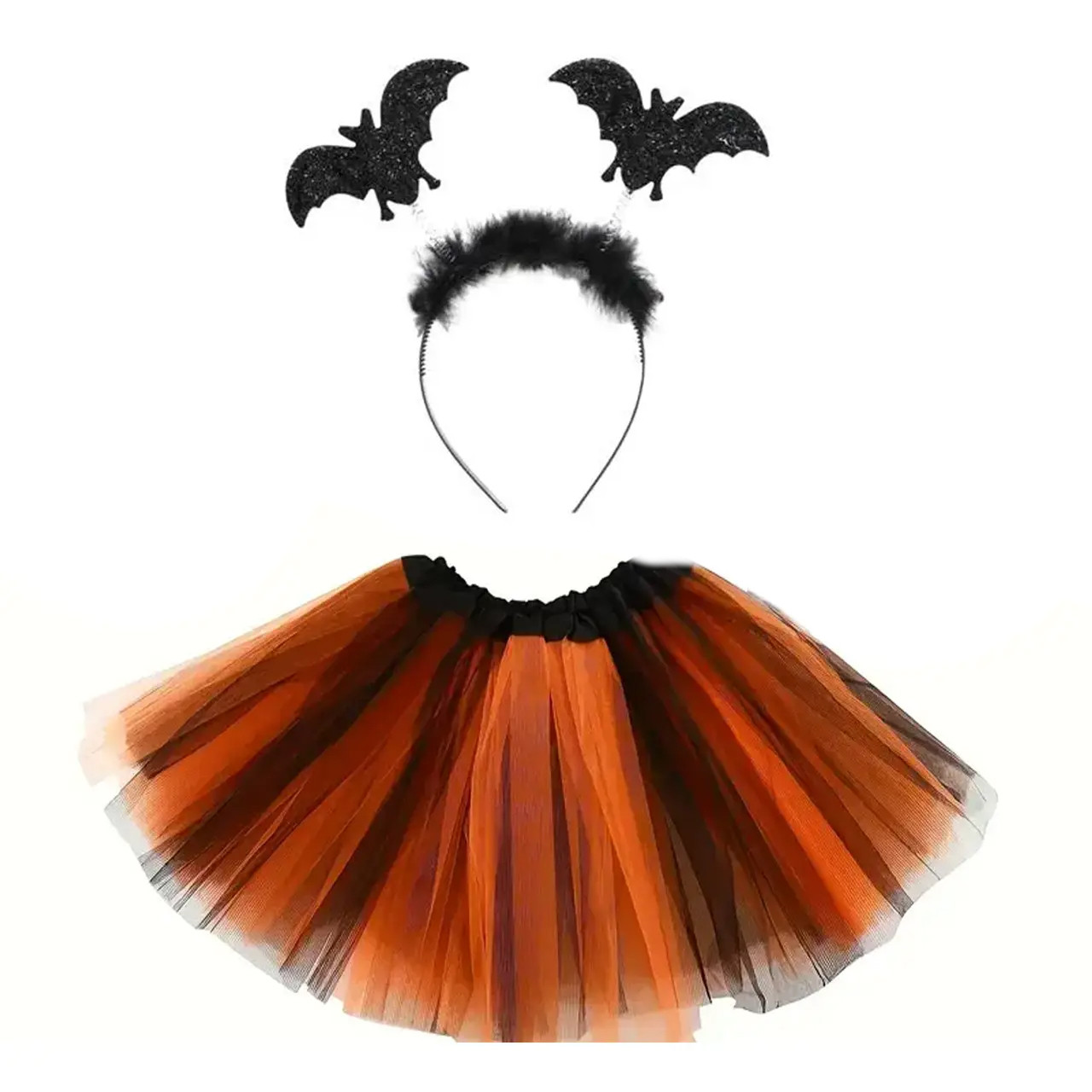 Костюм для дівчинки на Гелловін "Кажан" спідниця та обідок, фото 1
