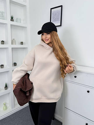 Тепле худі на флісі оверсайз батал великого розміру Розміри: 48-50, 52-54, 56-58, 60-62, фото 1