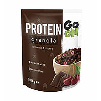 Протеїнова Гранола GoOn Protein Granola Brownie Cherry (Брауні-вишня 300g) цільнозернові вівсяні пластівці, суміш рослинних білків