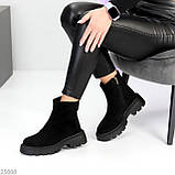 Жіночі зимові коричневі черевики, жіночі шкіряні челсі, жіночі зимові черевики, натуральні жіночі черевики, фото 6