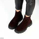 Жіночі зимові коричневі черевики, жіночі шкіряні челсі, жіночі зимові черевики, натуральні жіночі черевики, фото 7