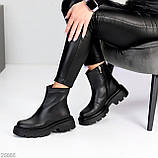 Жіночі зимові коричневі черевики, жіночі шкіряні челсі, жіночі зимові черевики, натуральні жіночі черевики, фото 4