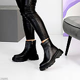 Жіночі зимові коричневі черевики, жіночі шкіряні челсі, жіночі зимові черевики, натуральні жіночі черевики, фото 10