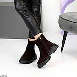 Жіночі зимові коричневі черевики, жіночі шкіряні челсі, жіночі зимові черевики, натуральні жіночі черевики, фото 8