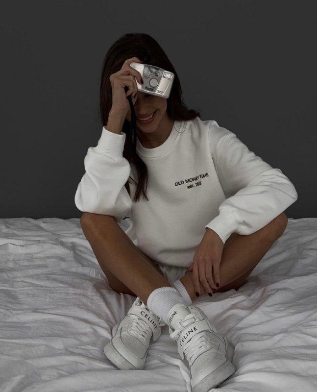 Жіночий світшот ; Колір : сірий, молоко ; Розмір : 42/48 OVERSIZE, фото 1