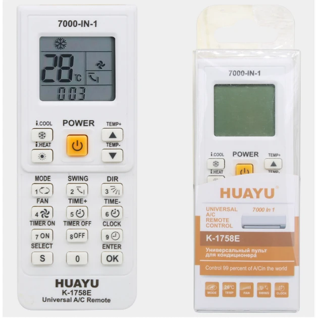 Універсальний пульт для кондиціонера HUAYU K-1758E (7000 кодів), фото 1