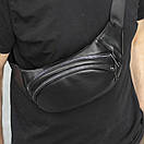 Сумка поясна (бананка) Body Black унісекс, натуральна шкіра Флотар, чорна, 3 відділення, фото 8