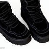 Чорні низькі уггі на шнурівці на потовщеній підошві, фото 4