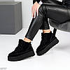 Чорні низькі уггі на шнурівці на потовщеній підошві, фото 6