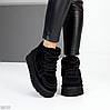 Чорні низькі уггі на шнурівці на потовщеній підошві, фото 2