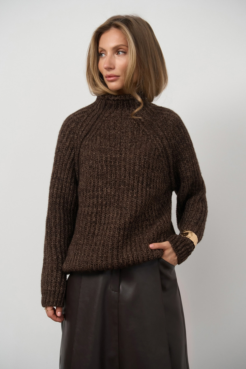 Светр жіночий теплий вовняний з коміром стійкой, колір бронза. Модель 2855 Trikobakh