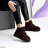 Шоколадні низькі уггі на шнурівці на потовщеній підошві, фото 8