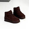 Шоколадні низькі уггі на шнурівці на потовщеній підошві, фото 9