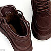 Шоколадні низькі уггі на шнурівці на потовщеній підошві, фото 4