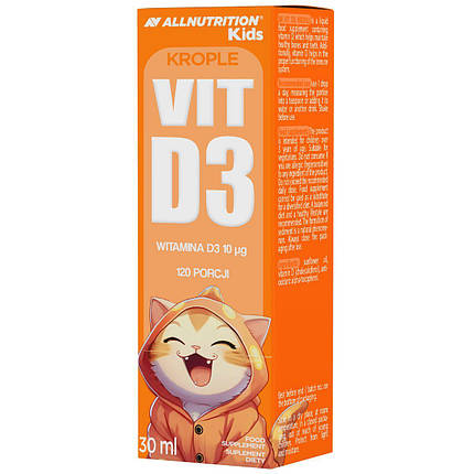Вітамін D3 для дітей у краплях AllNutrition Kids Vit D3 30 мл ( 120 порций ), фото 2