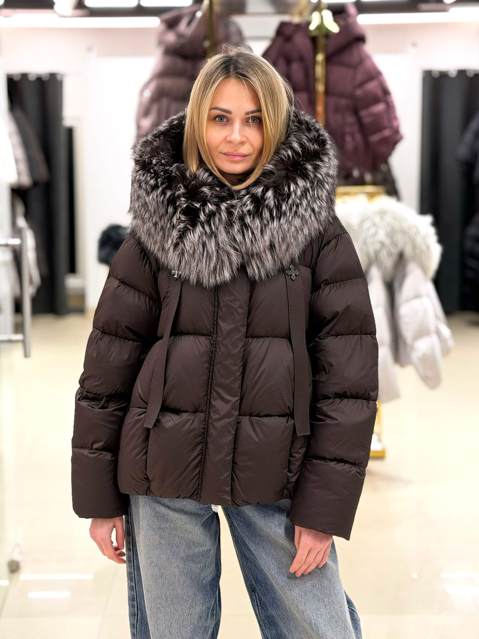 Пуховик жіночий Chanevia 25606 SEAL BROWN, фото 1
